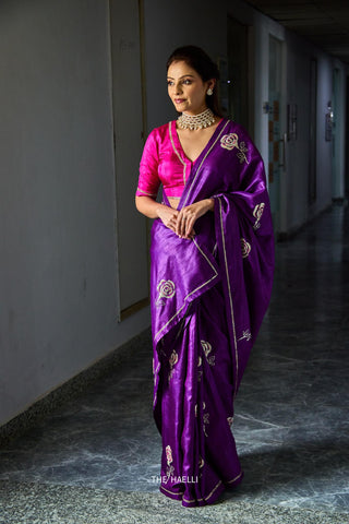 Roop Purple Tussar Silk Saree