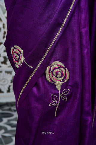 Roop Purple Tussar Silk Saree