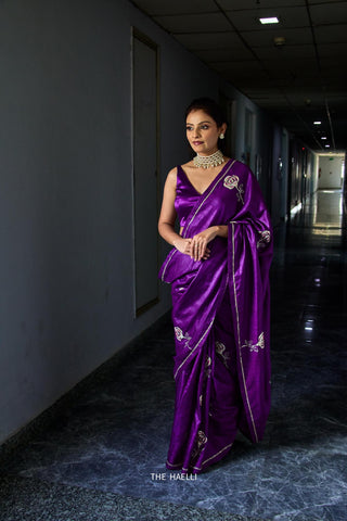 Roop Purple Tussar Silk Saree