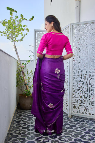 Roop Purple Tussar Silk Saree