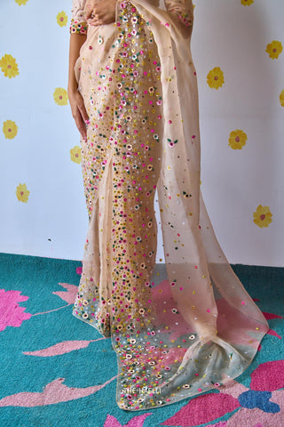 Lily Beige Organza Saree