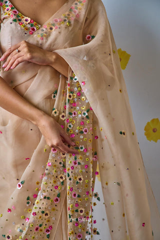 Lily Beige Organza Saree