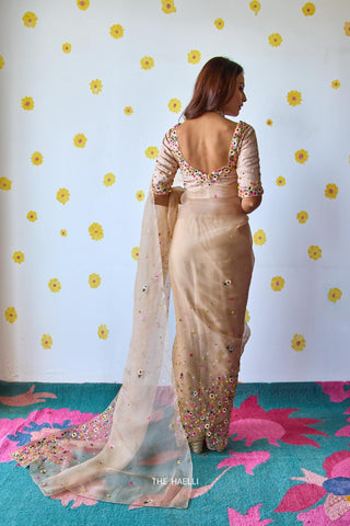 Lily Beige Organza Saree