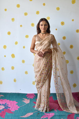 Lily Beige Organza Saree