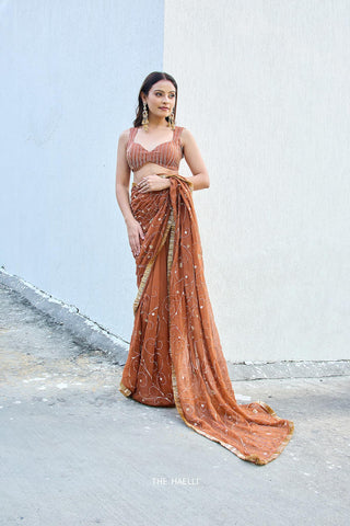 Gulika Brown Chiffon Silk Saree