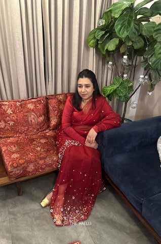 Lily Red Organza Saree