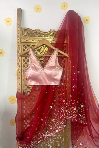 Lily Red Organza Saree