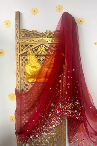 Lily Red Organza Saree
