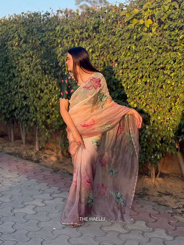 Kamal Mauve Ombre Organza Silk Saree