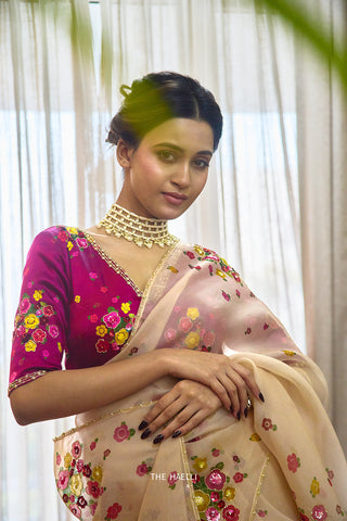 Chameli Beige Organza Saree