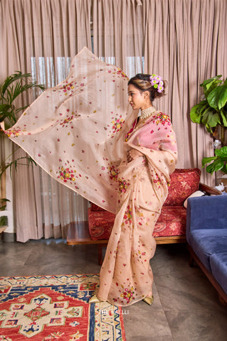 Chameli Beige Organza Saree