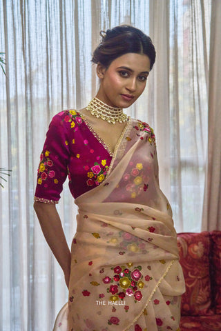 Chameli Beige Organza Saree