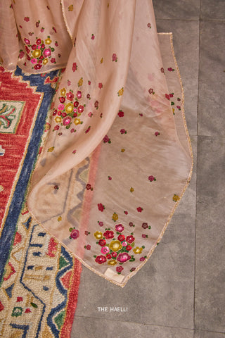 Chameli Beige Organza Saree