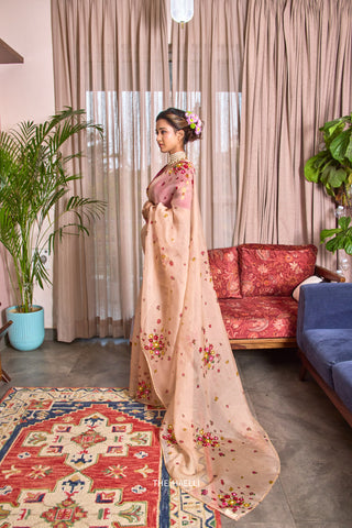 Chameli Beige Organza Saree