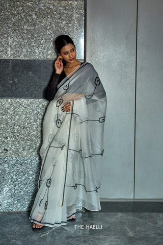 Nera White Organza Silk Saree