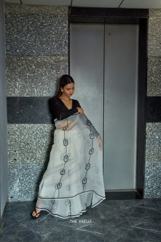 Nera White Organza Silk Saree