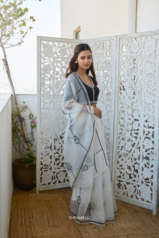 Nera White Organza Silk Saree