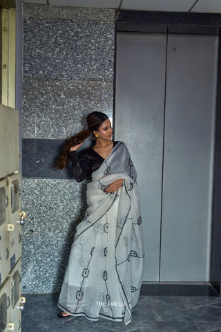 Nera White Organza Silk Saree