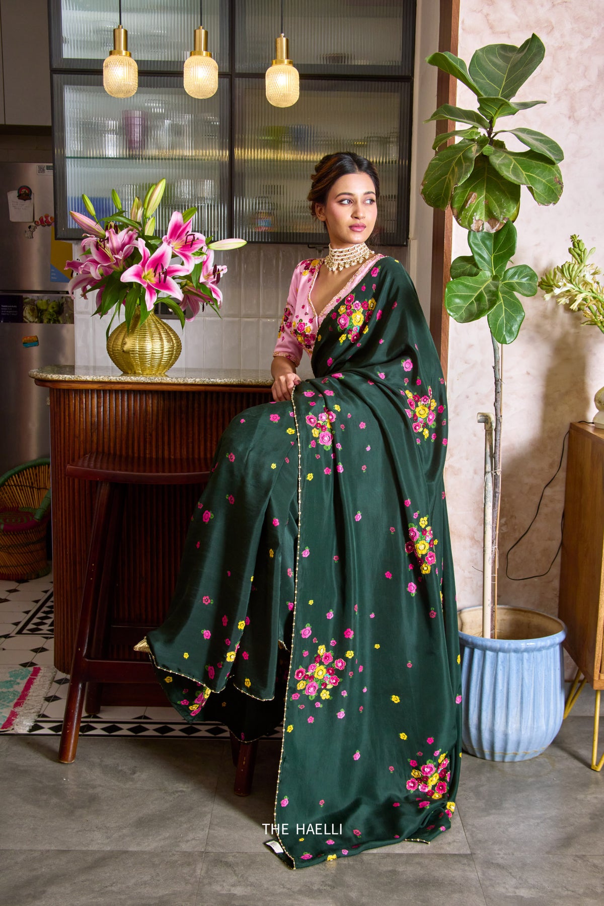 Chameli Green Silk Saree