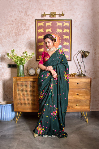 Chameli Green Silk Saree