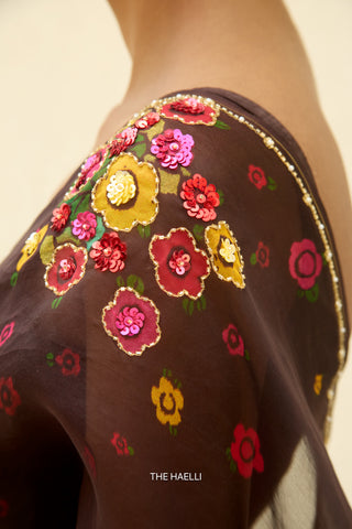 Chameli Brown Organza Silk Saree