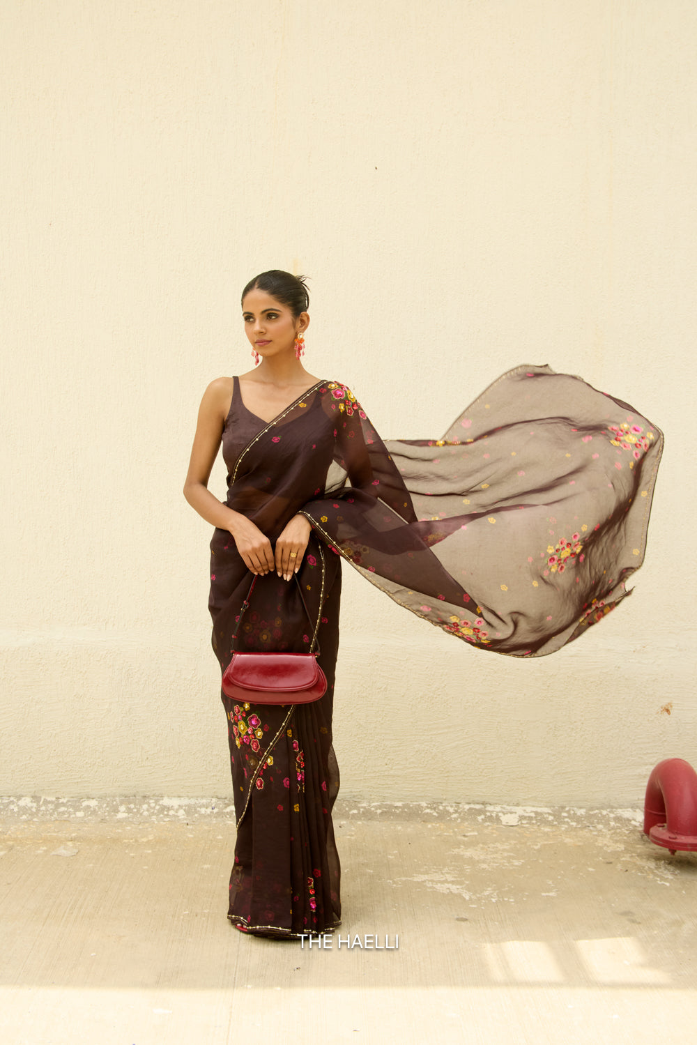 Chameli Brown Organza Silk Saree
