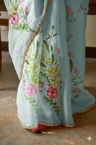 Gul Blue Organza Saree