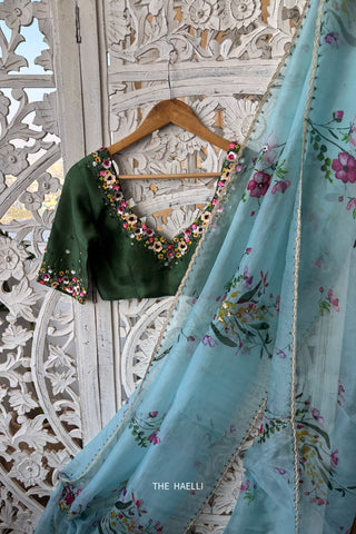 Gul Blue Organza Saree