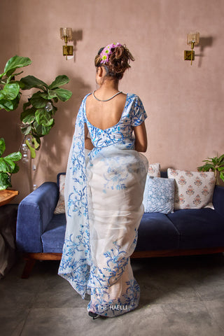 Jaal White Organza Saree