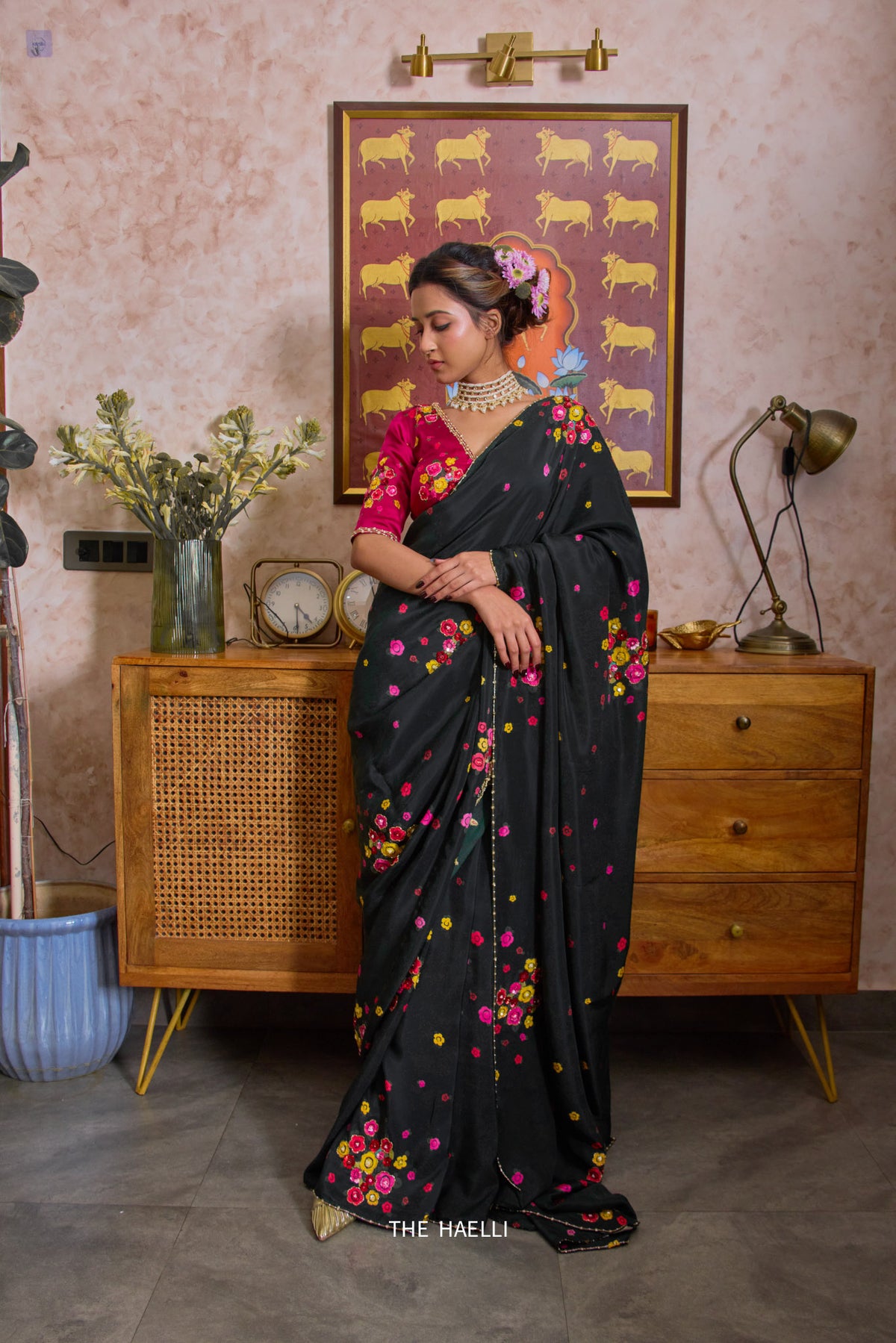 Chameli Black Silk Saree