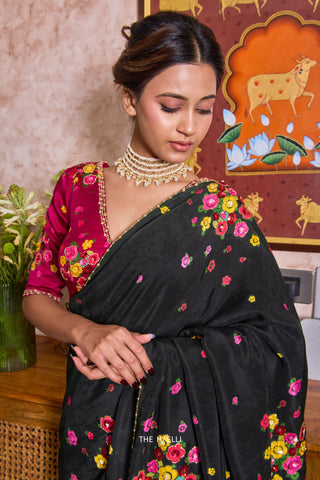 Chameli Black Silk Saree