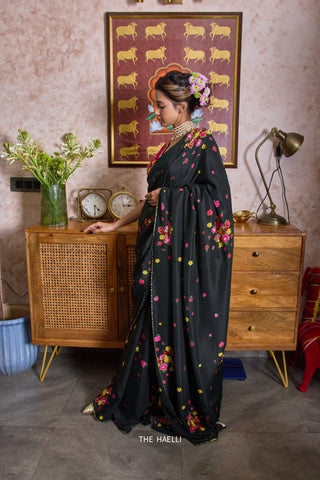 Chameli Black Silk Saree