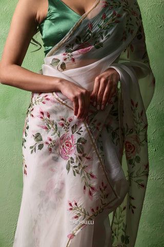 Bela White Organza Silk Saree