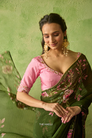 Bela Green Georgette Saree