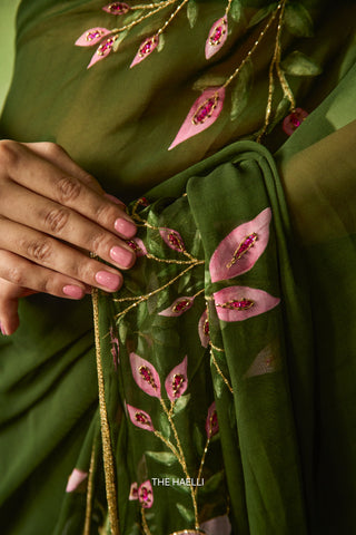 Bela Green Georgette Saree