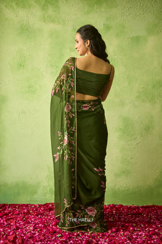 Bela Green Georgette Saree