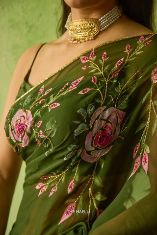 Bela Green Georgette Saree