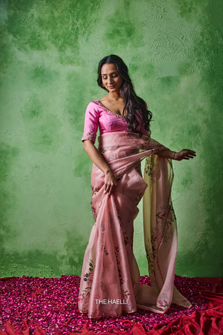 Gulaab Rose Organza Silk Saree