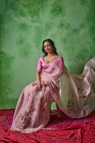 Gulaab Rose Organza Silk Saree