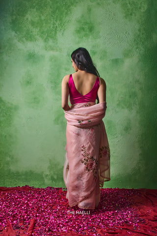 Gulaab Rose Organza Silk Saree