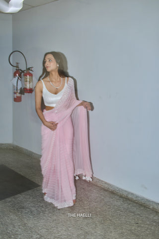 Dream Pink Georgette Saree