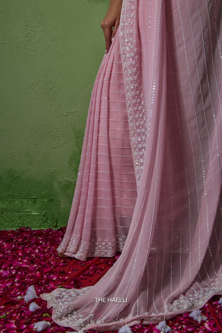 Dream Pink Georgette Saree