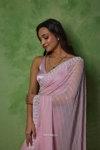 Dream Pink Georgette Saree