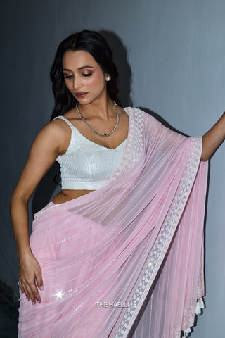 Dream Pink Georgette Saree