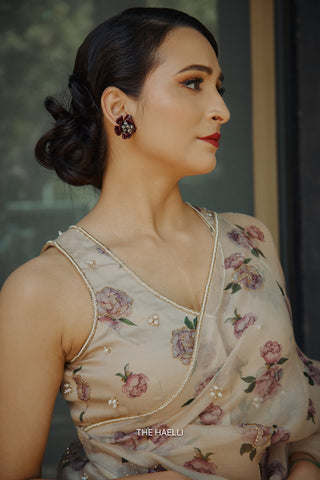 Raavi Beige Organza Silk Saree