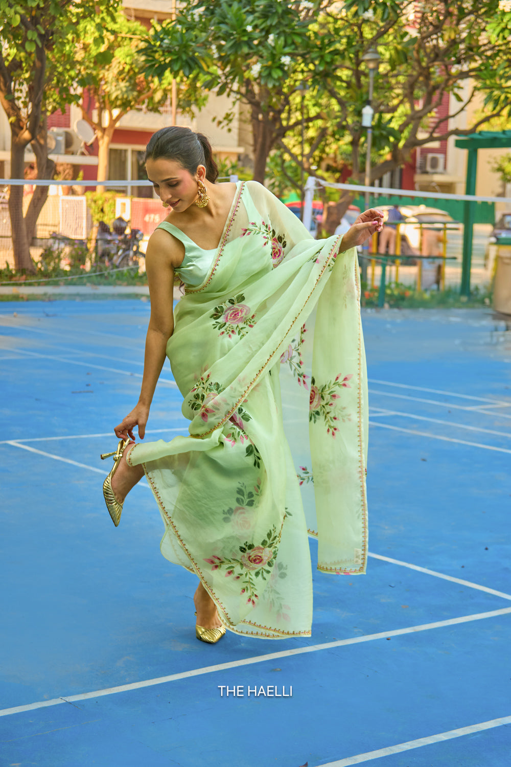 Gulaab Mint Organza Silk Saree