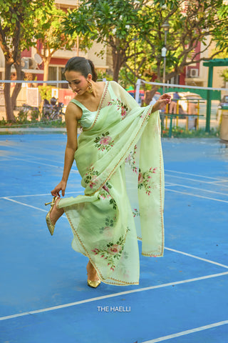 Gulaab Mint Organza Silk Saree
