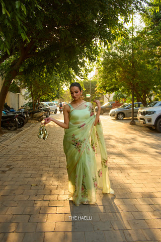Gulaab Mint Organza Silk Saree
