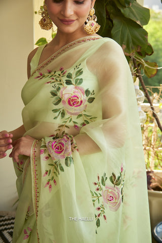 Gulaab Mint Organza Silk Saree