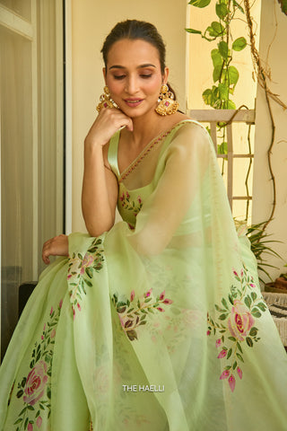 Gulaab Mint Organza Silk Saree